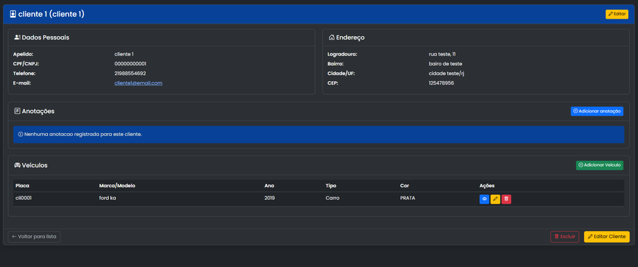 Detalhe do cliente no MecaPulse