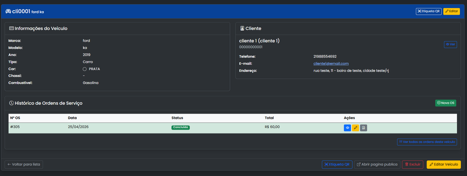 Detalhe do veiculo no MecaPulse